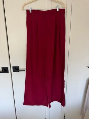 Vici Wide Leg Pants in Deep Berry Red